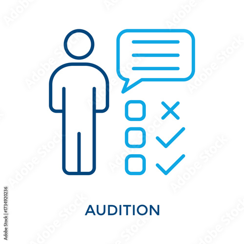 Audition Icon Outline Color Style. Vector Illustration For Graphic Design