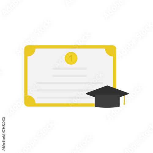 Academic Achievement and Educational Success Represented by a Golden Diploma and Graduation Cap
