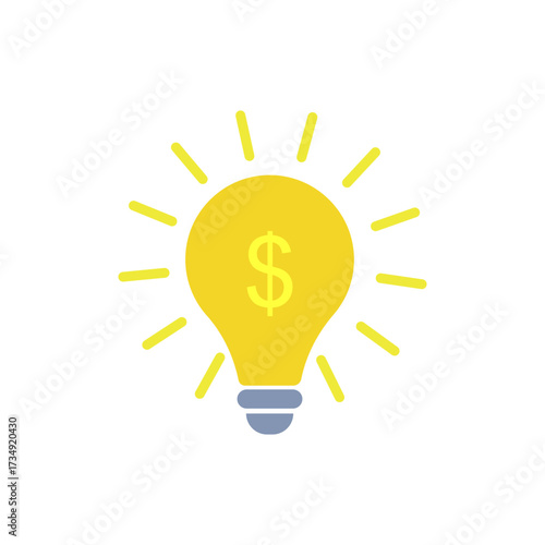 Bright and creative idea for financial success, symbolizing profitable business solutions, innovation, and wealth generation through smart thinking