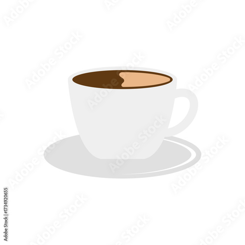 Simple vector illustration of a warm coffee beverage in a ceramic cup on a saucer, perfect for cafe menus and morning drink concepts