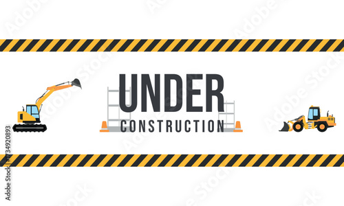 Under Construction banner for web isolated by white color