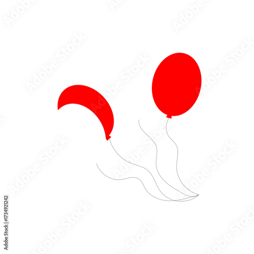 Vibrant red festive balloons gracefully floating, symbolizing celebration, happiness, and special joyful events