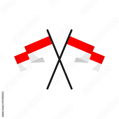Simple red flag illustration on a pole, a clear graphic symbol for concepts like achievement, warning, or marking a specific location