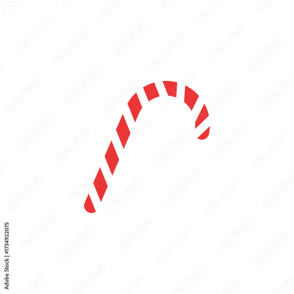 Obraz premium Minimalist Candy Cane Icon with Red and White Stripes Representing Holiday Sweets and Festive Occasions