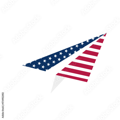 American Flag Paper Airplane Icon Symbolizing Travel and Freedom
