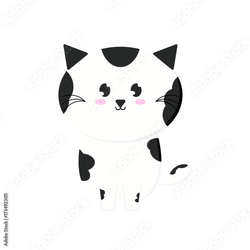 Adorable cartoon black and white cat illustration, a truly cute animal