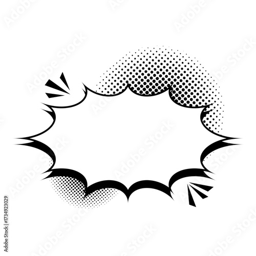 Comic Book Speech Bubble with Halftone Effect Pop Art Dialogue, Communication Element