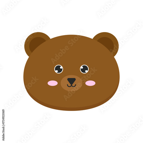 Cute animal icon Adorable brown bear face illustration for playful designs
