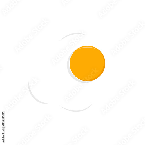 Simple illustration of a fried egg with a bright yellow yolk and white albumen on a white background, perfect for food and breakfast themes