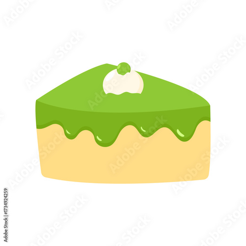Delicious Matcha Cake Slice with Creamy Topping A Sweet Treat for Any Occasion