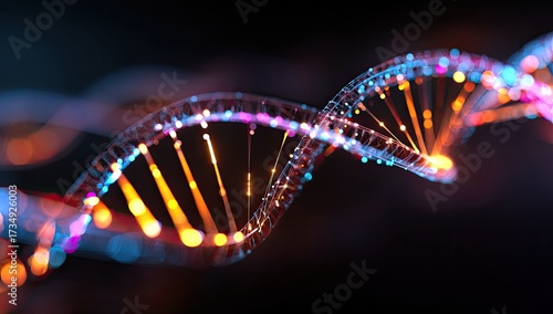 DNA helix, vibrant, glowing