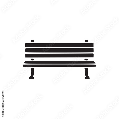 Vector art of park bench icon symbol of rest, relaxation, and public space simple vector illustration of a bench with a backrest and armrests for seating