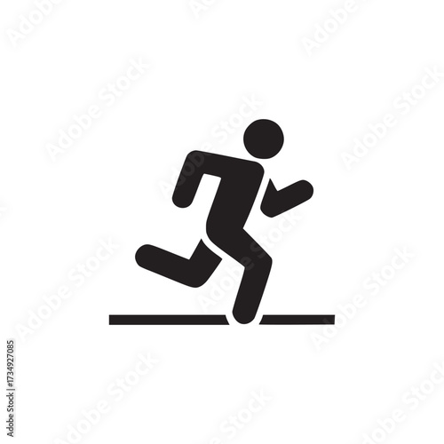 Vector art of a dynamic black silhouette of a person running, , conveys speed, energy, and determination, perfect for illustrating fitness, sports, or the pursuit of goals