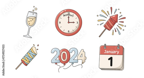 Vector art of new years eve celebration icons