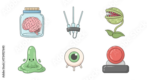 Vector art of collection of science fiction and horror icons