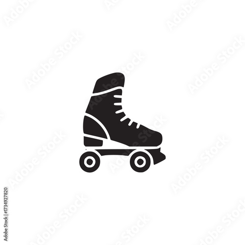 Vector art of roller skate icon this simple black glyph represents a classic roller skate, perfect for illustrating recreational activities, fitness, or retro themes in a clean and minimalist style