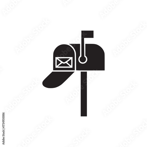 Vector art of mailbox icon a simple black silhouette of a mailbox with a letter inside, perfect for illustrating postal services, communication, and delivery concepts