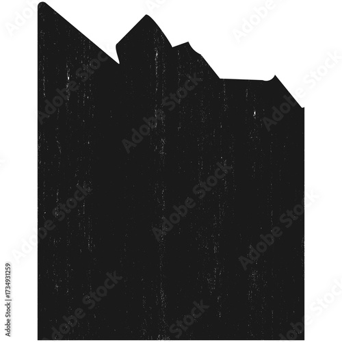 Black silhouette of a building with a jagged roofline, suggesting an industrial or urban setting.