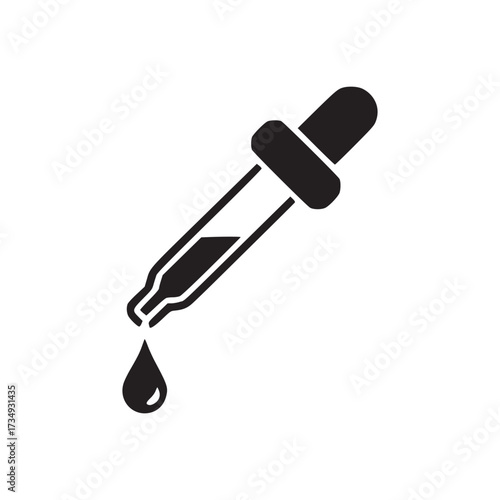 Illustration of a dropper with a falling drop, represents chemistry, medicine, and laboratory ideal for scientific content, medical illustrations, and educational materials