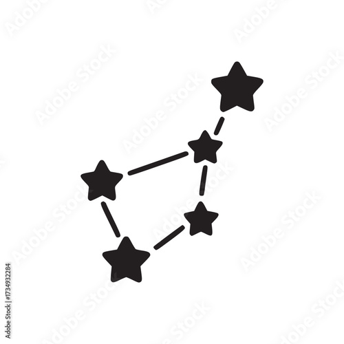 Illustration of constellation, a group of stars forming a recognizable pattern, representing astrology, celestial navigation, and the wonder of the night sky in a simple design
