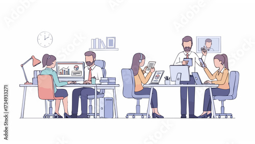 illustration of work atmosphere in an office