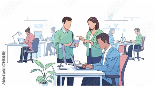 illustration of work atmosphere in an office
