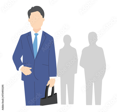 通勤中の男性ビジネスパーソンのイメージイラスト素材
