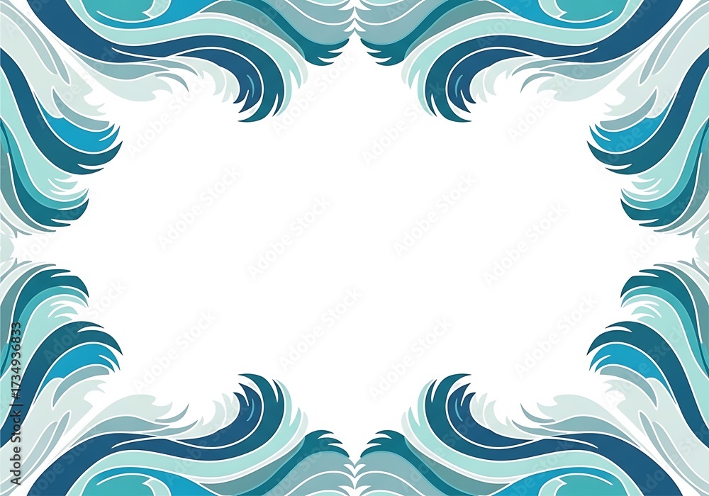 Fototapeta premium Abstract swirling wave border design with space for text or images