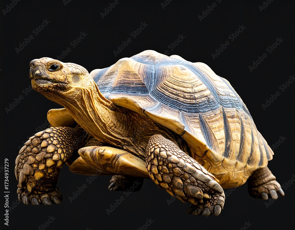 Naklejka premium Close-up of a tortoise against black background