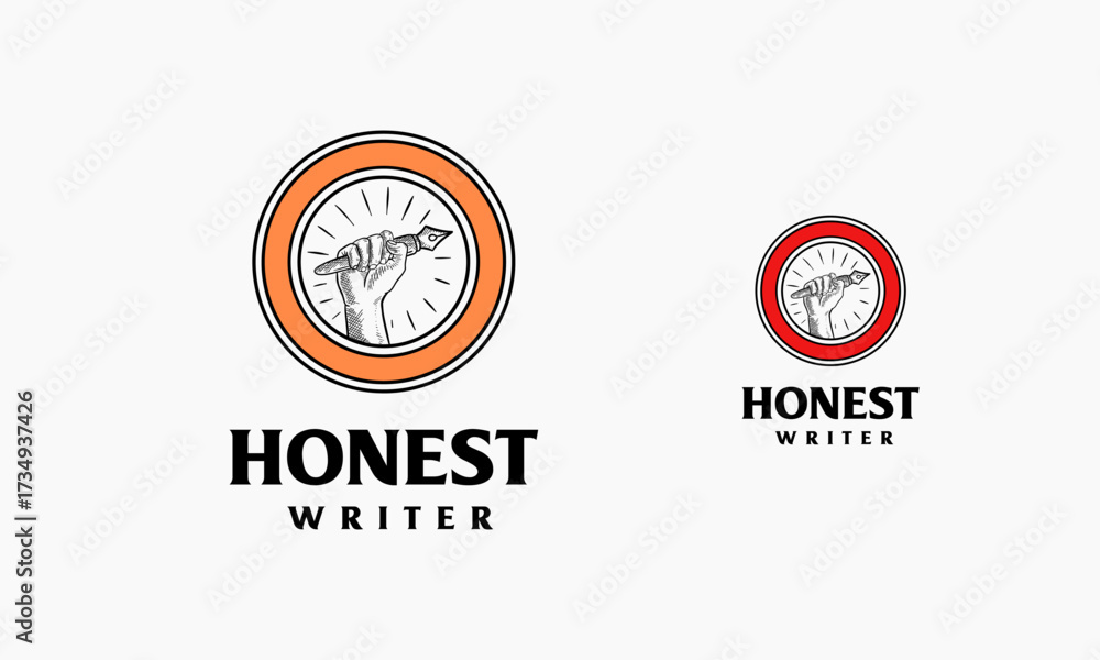Fototapeta premium classic writer logo design. hand drawn author logo pen inspiration, Honest Write logo template