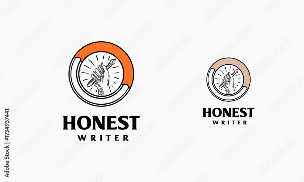 Fototapeta premium classic writer logo design. hand drawn author logo pen inspiration, Honest Write logo template