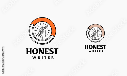 classic writer logo design. hand drawn author logo pen inspiration, Honest Write logo template