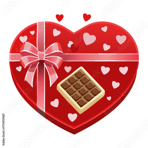 Illustration Red Heart Valentine’s Day Gift Ribbon Chocolate Loved Ones