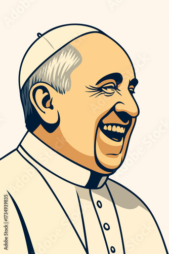 Smiling Clergyman Portrait – Vector Illustration in Minimalist Style