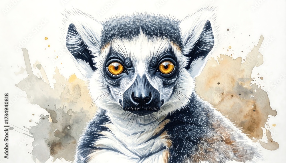 Obraz premium Portrait of a lemur, watercolor style