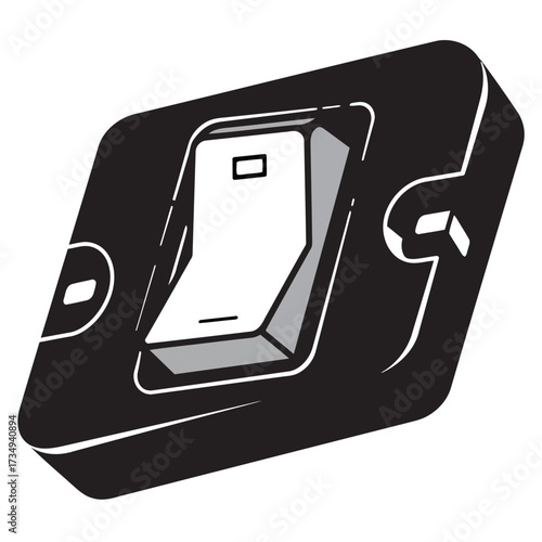 black and white silhouette of a schakelaar vector on a white background