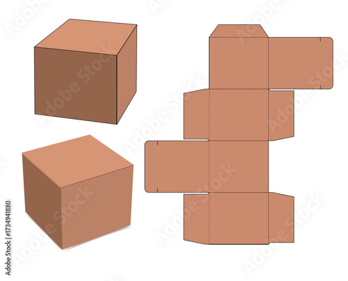 Box Packaging Template Die Cut 3D Outline