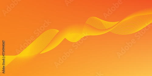 Vector abstract background with dynamic orange waves, lines and particles. Eps10