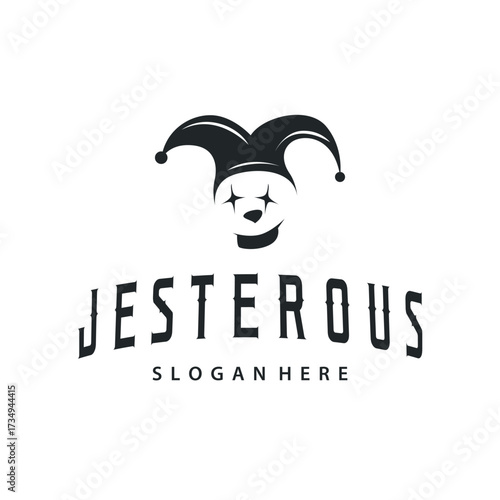 Simple illustration template jester hat logo minimalist joker clown design