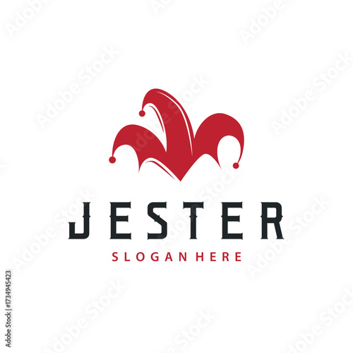 Simple illustration template jester hat logo minimalist joker clown design