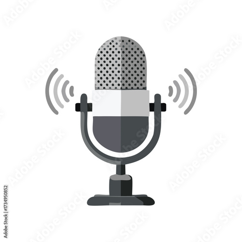 Studio microphone with broadcast waves for podcasting and audio production equipment