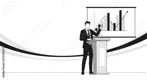 Business Presentation with Charts Depicting Growth and Financial Strategy