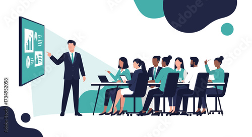 Business presentation with diverse team, business meeting for strategy and planning