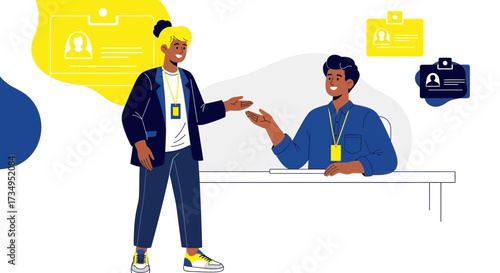 Business introduction and meeting, onboarding and company presentation concept illustration vector