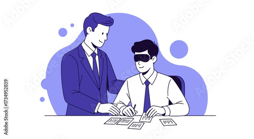 Business mentorship illustration showcasing guidance and support in a professional setting