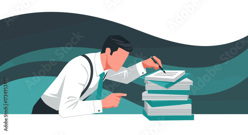 Business Professional Signing Documents: A Conceptual Illustration for Corporate Content