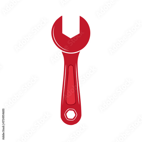 Bright Red Open End Wrench Tool Icon