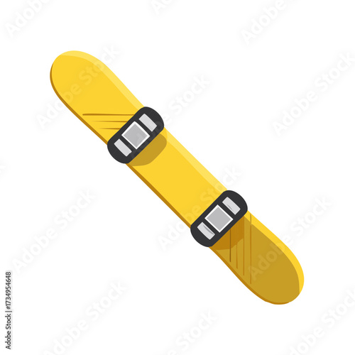 Bright Yellow Snowboard with Black Bindings Ready for Winter Sports
