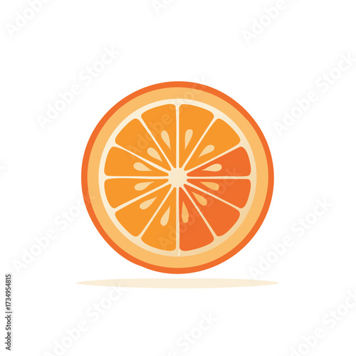 Bright Orange Fruit Slice Flat Design Fresh Food Ingredient Illustration