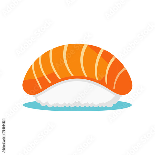Simple Illustration of Salmon Nigiri Sushi
